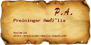 Preininger Amélia névjegykártya